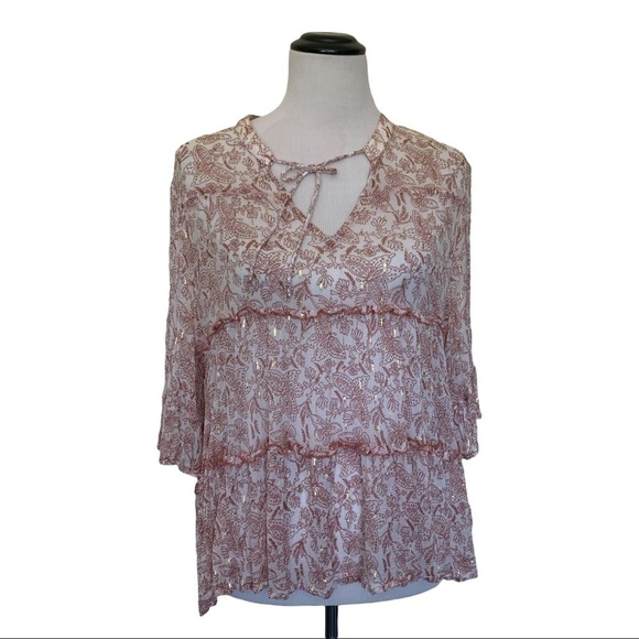 Lulu’s bohemian chiffon butterfly top - Picture 1 of 7